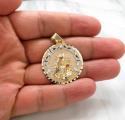 14k two tone gold medium santa barbara ruby cz pendant 0.05ct