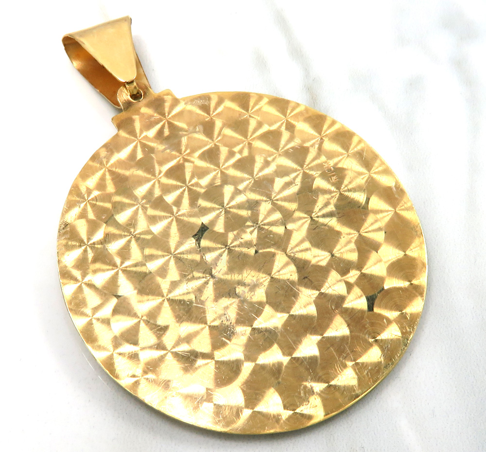 10k two tone gold large santa barbara ruby cz pendant 0.10ct