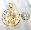 10k two tone gold large santa barbara ruby cz pendant 0.10ct