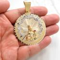 10k two tone gold large santa barbara ruby cz pendant 0.10ct