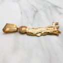 10k yellow gold large cz saint lazarus of bethany pendant 0.40ct