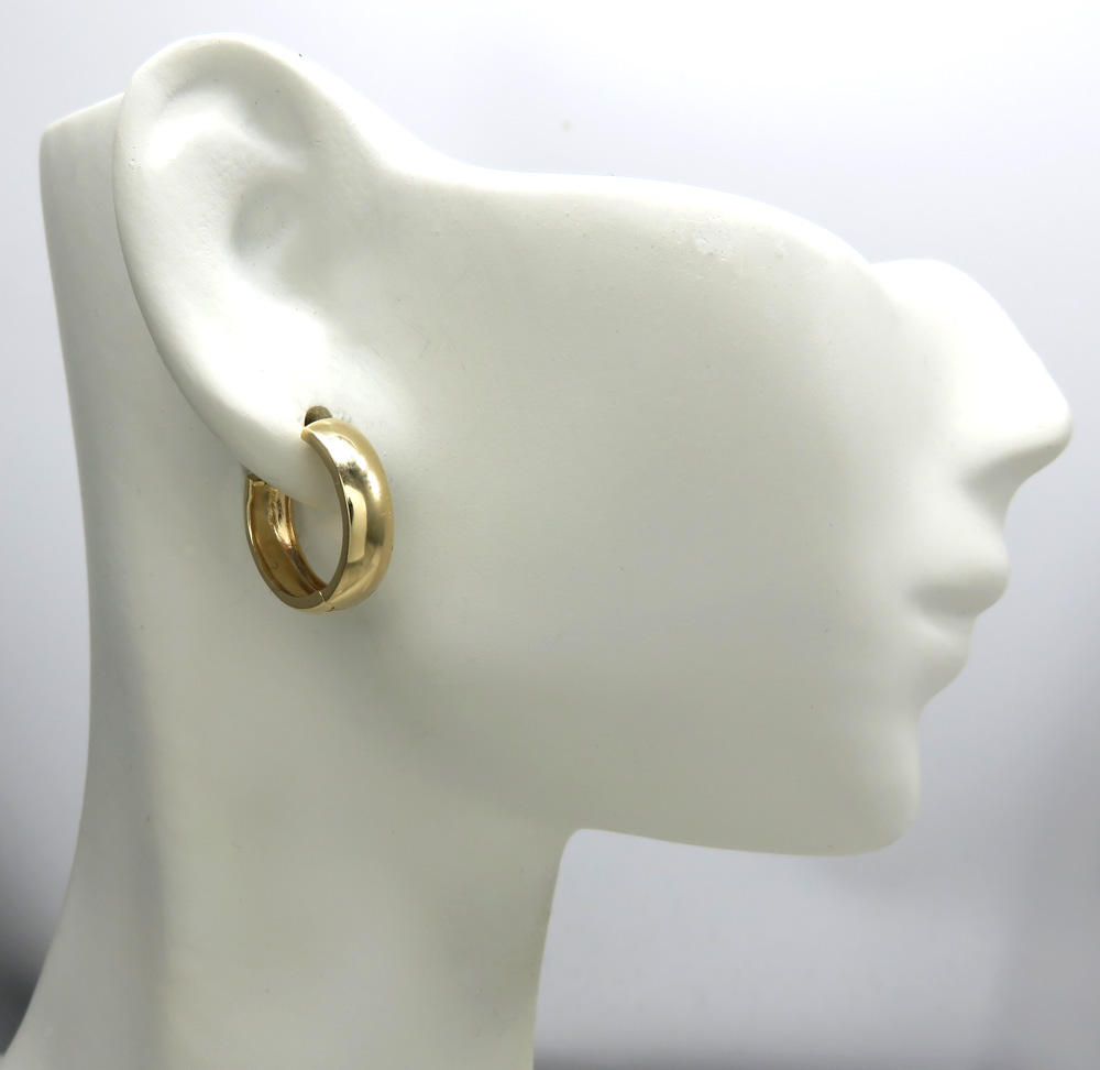 Unisex 14k yellow gold 4.5mm small huggie hoops - Image 6