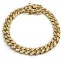 14k solid yellow gold diamond miami bracelet 8.50 inch 8mm 3.00ct