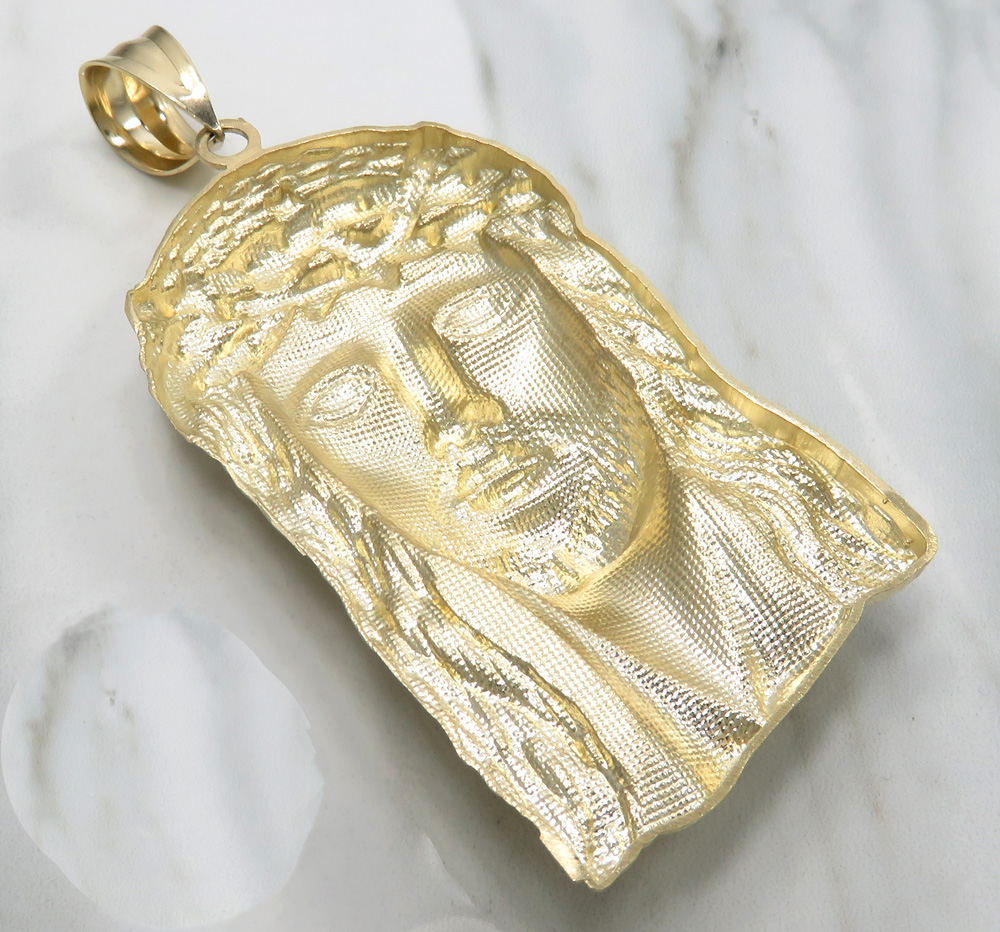 10k solid yellow gold xxl classic jesus face pendant 