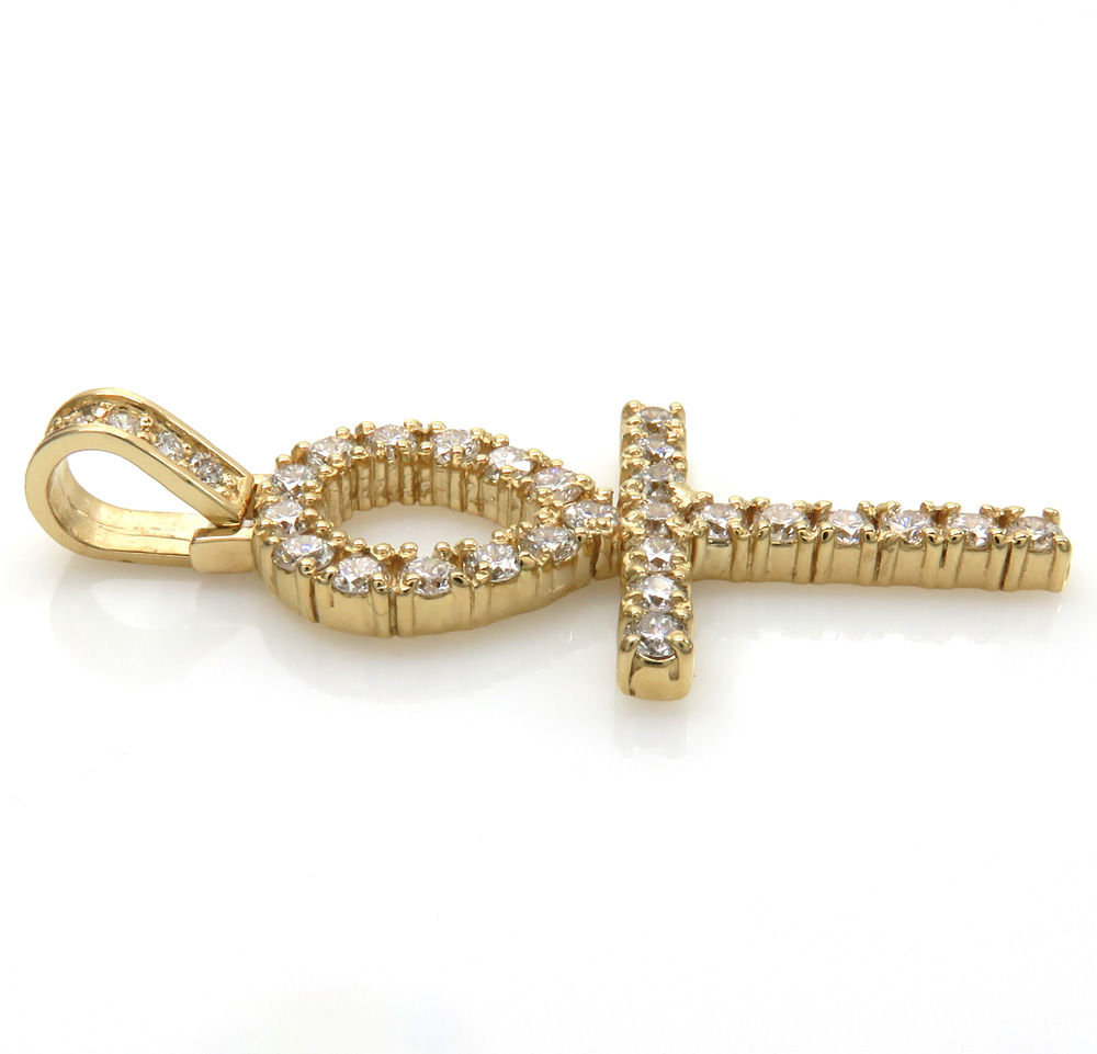 14k yellow gold vs diamond medium ankh cross 1.60ct