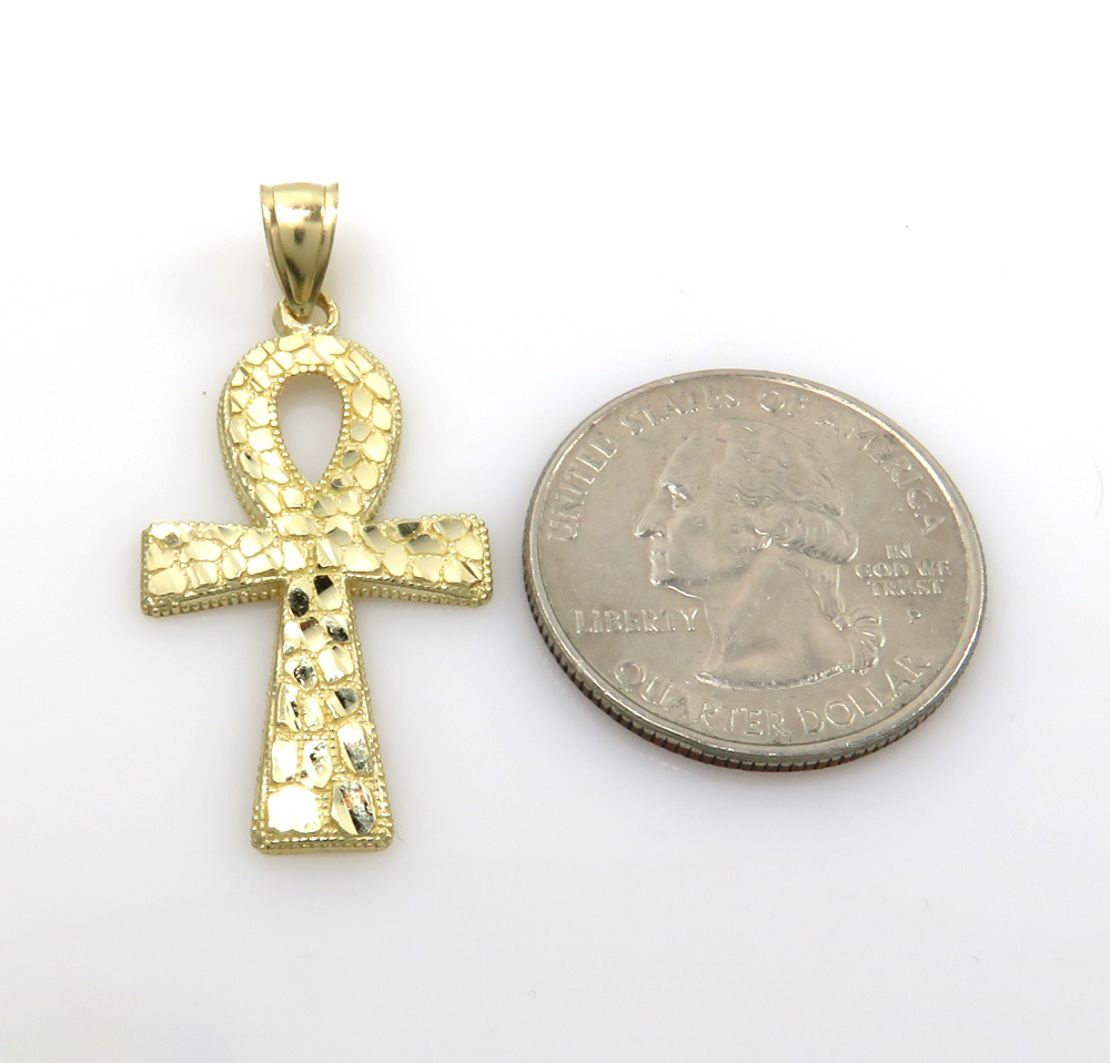 10k yellow gold medium nugget ankh cross - Image 2