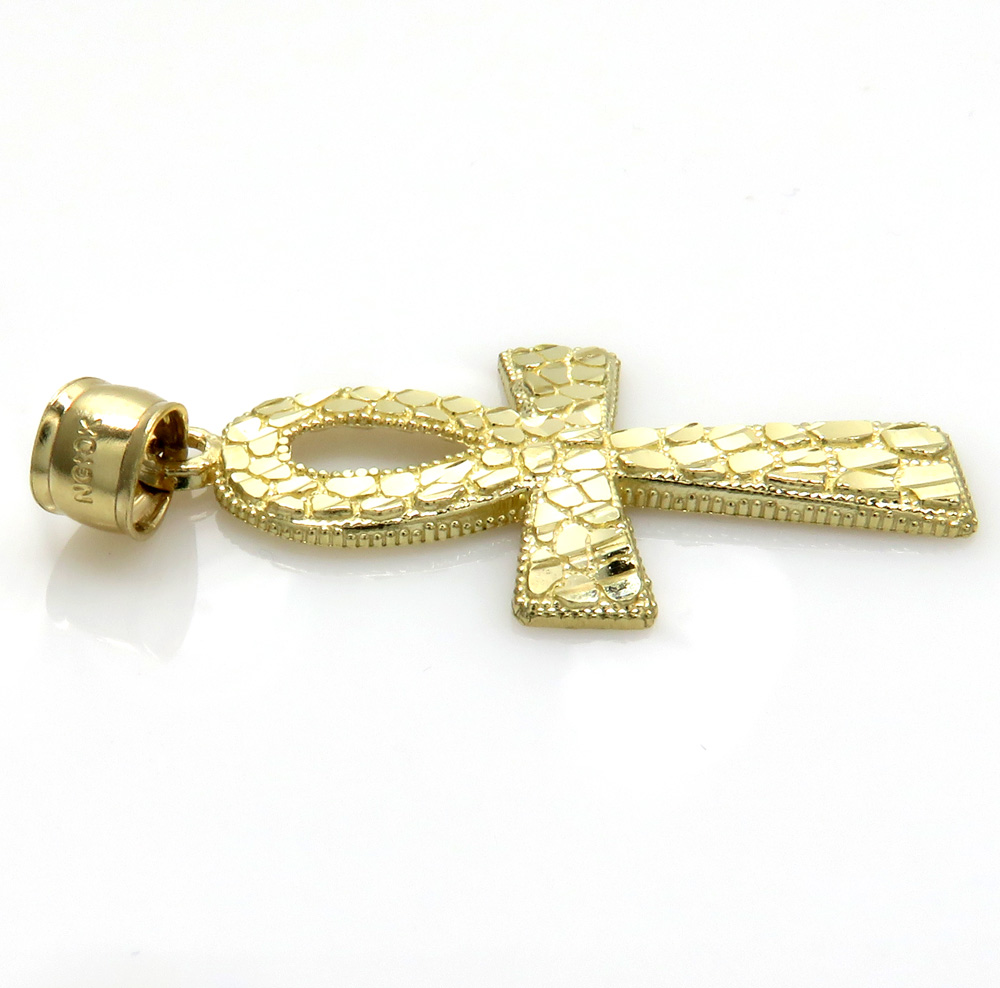 10k yellow gold medium nugget ankh cross 