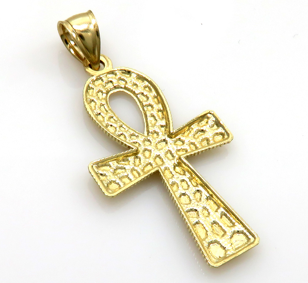 10k yellow gold medium nugget ankh cross 