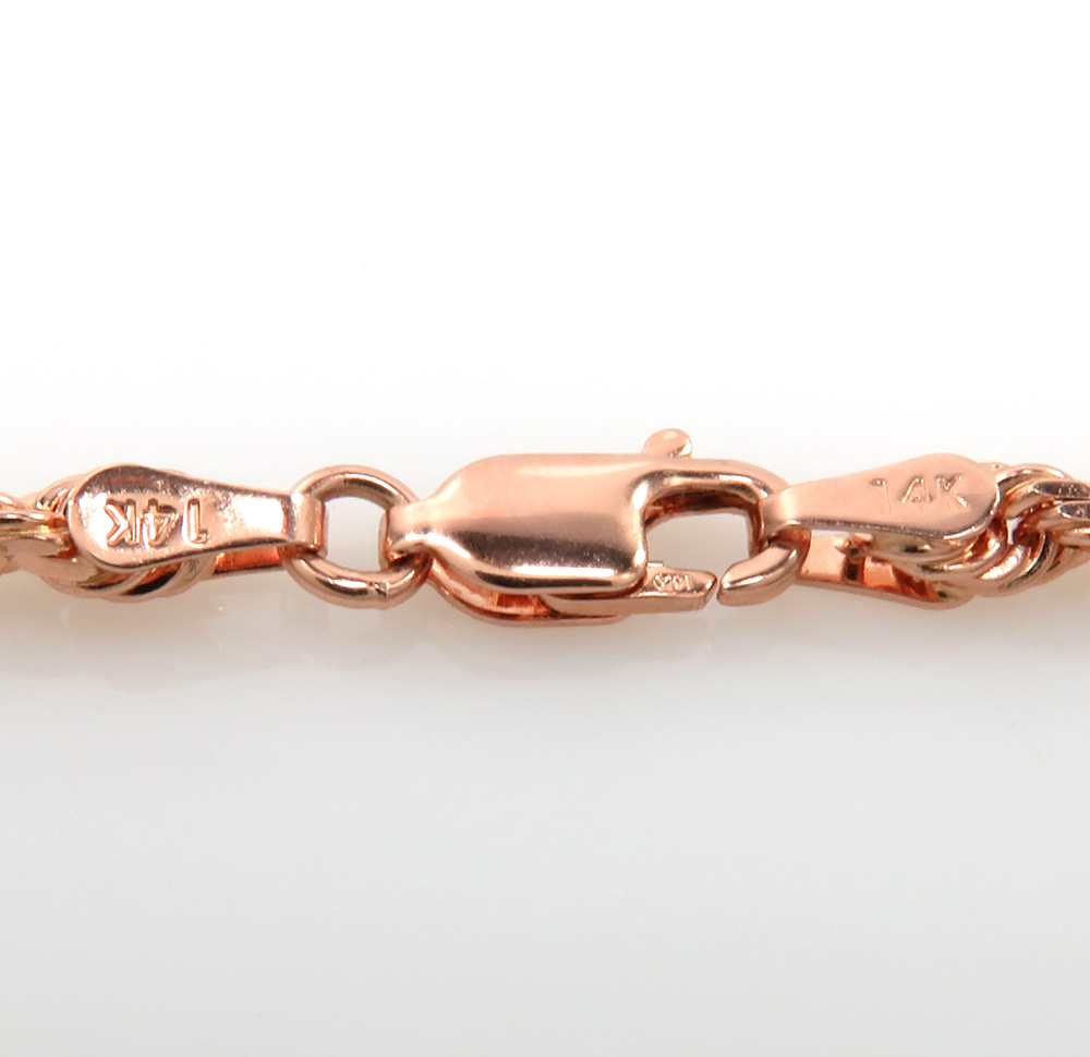14k rose gold solid diamond cut rope chain 18-24 inches 3mm - Image 4