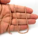 14k rose gold solid diamond cut rope chain 18-24 inches 3mm