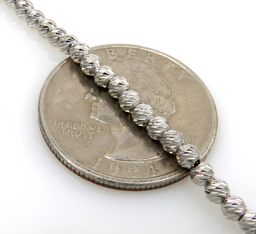 14k white gold diamond cut bead chain 16-24 inch 3mm - Image 3