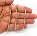14k white gold diamond cut bead chain 16-24 inch 3mm