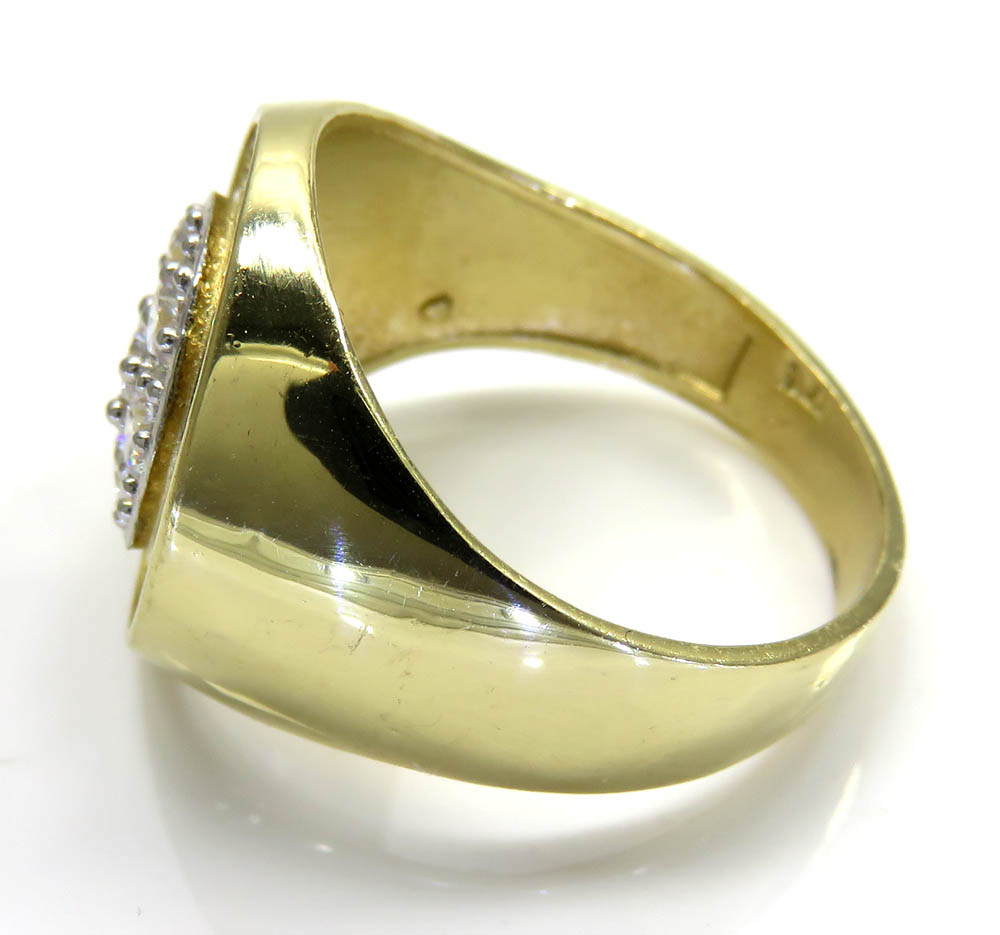 Mens 10k yellow gold cz cluster double circle ring 1.80ct - Image 3