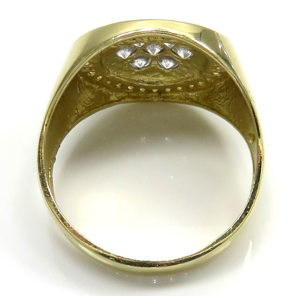 Mens 10k yellow gold cz cluster double circle ring 1.80ct