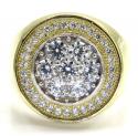 Mens 10k yellow gold cz cluster double circle ring 1.80ct