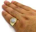 Mens 10k yellow gold cz cluster double circle ring 1.80ct