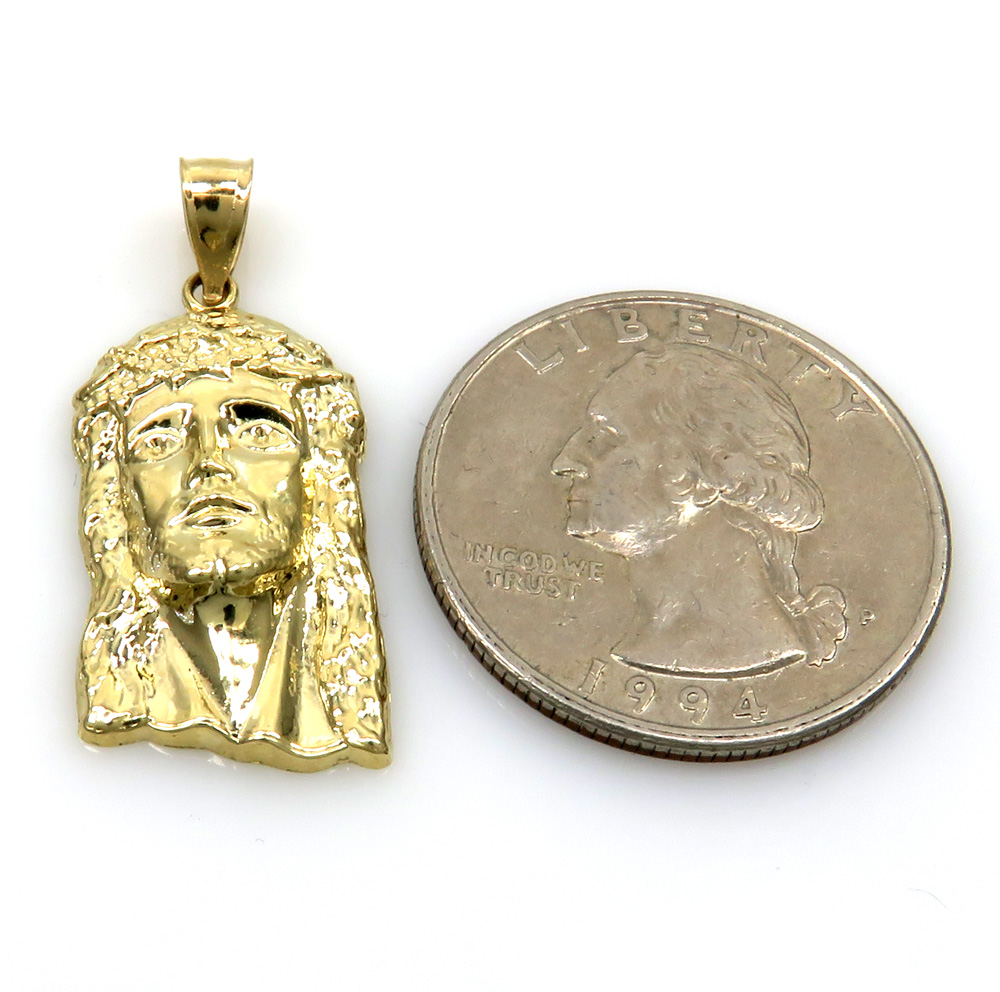 10k yellow gold small classic jesus face pendant 