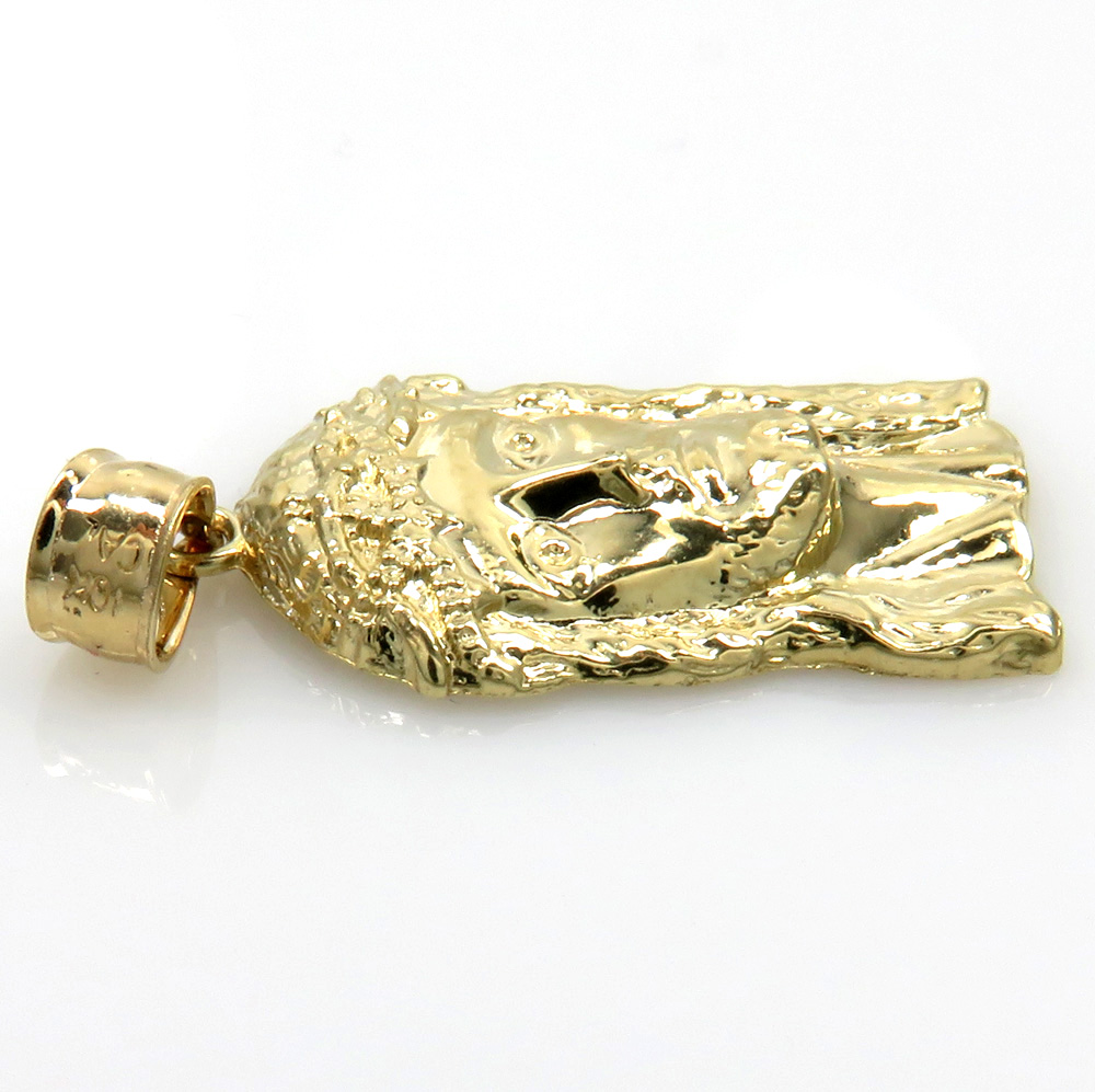 10k yellow gold small classic jesus face pendant 