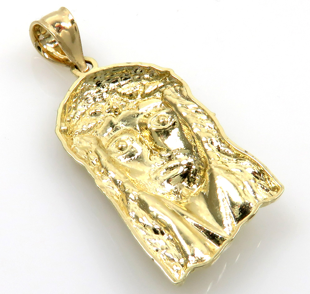 10k yellow gold small classic jesus face pendant 