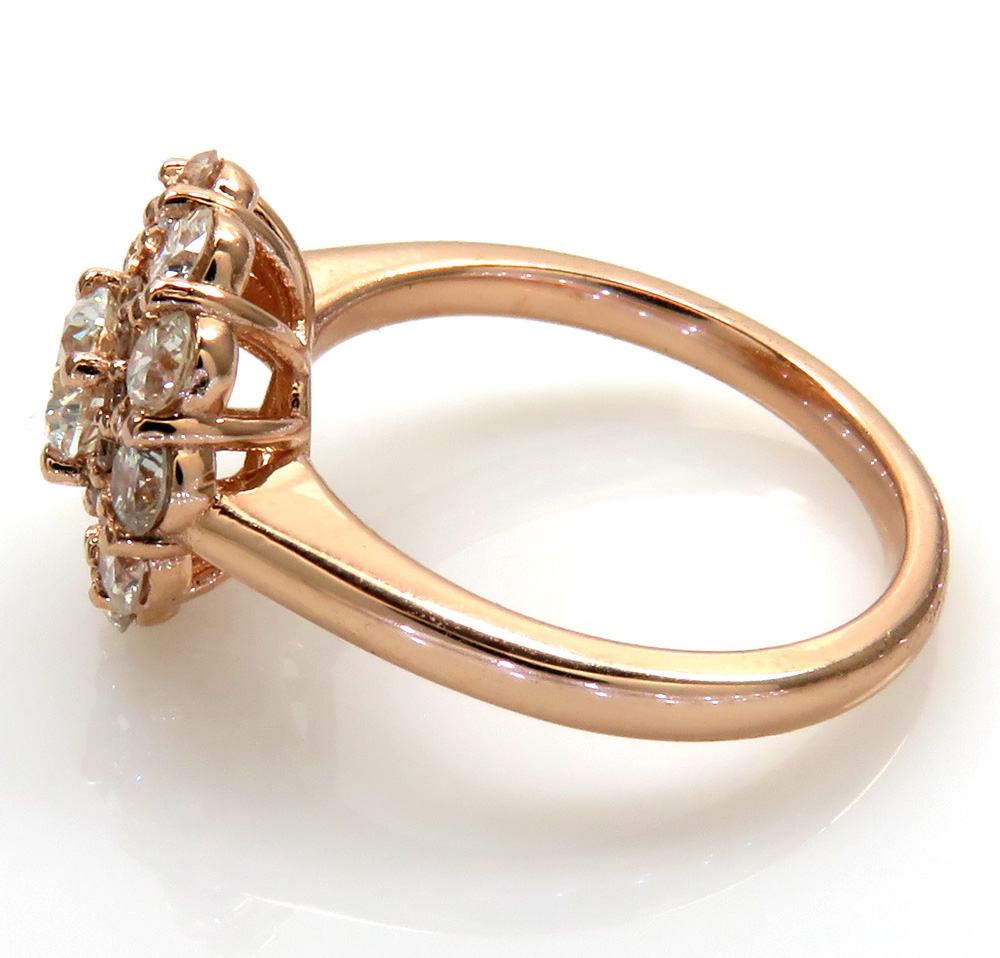 14k rose gold vs round diamond halo cluster engagement  ring 1.50ct  - Image 5