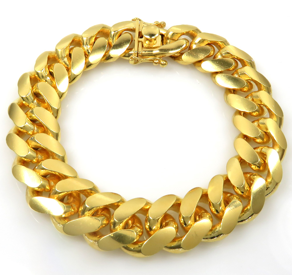 925 yellow sterling silver solid xl miami link bracelet 8.50 inch 15.50mm - Image 2