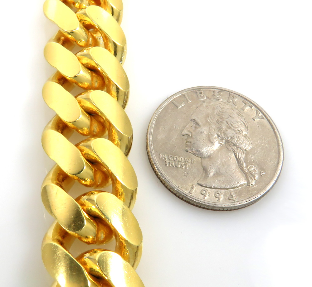 925 yellow sterling silver solid xl miami link bracelet 8.50 inch 15.50mm - Image 3