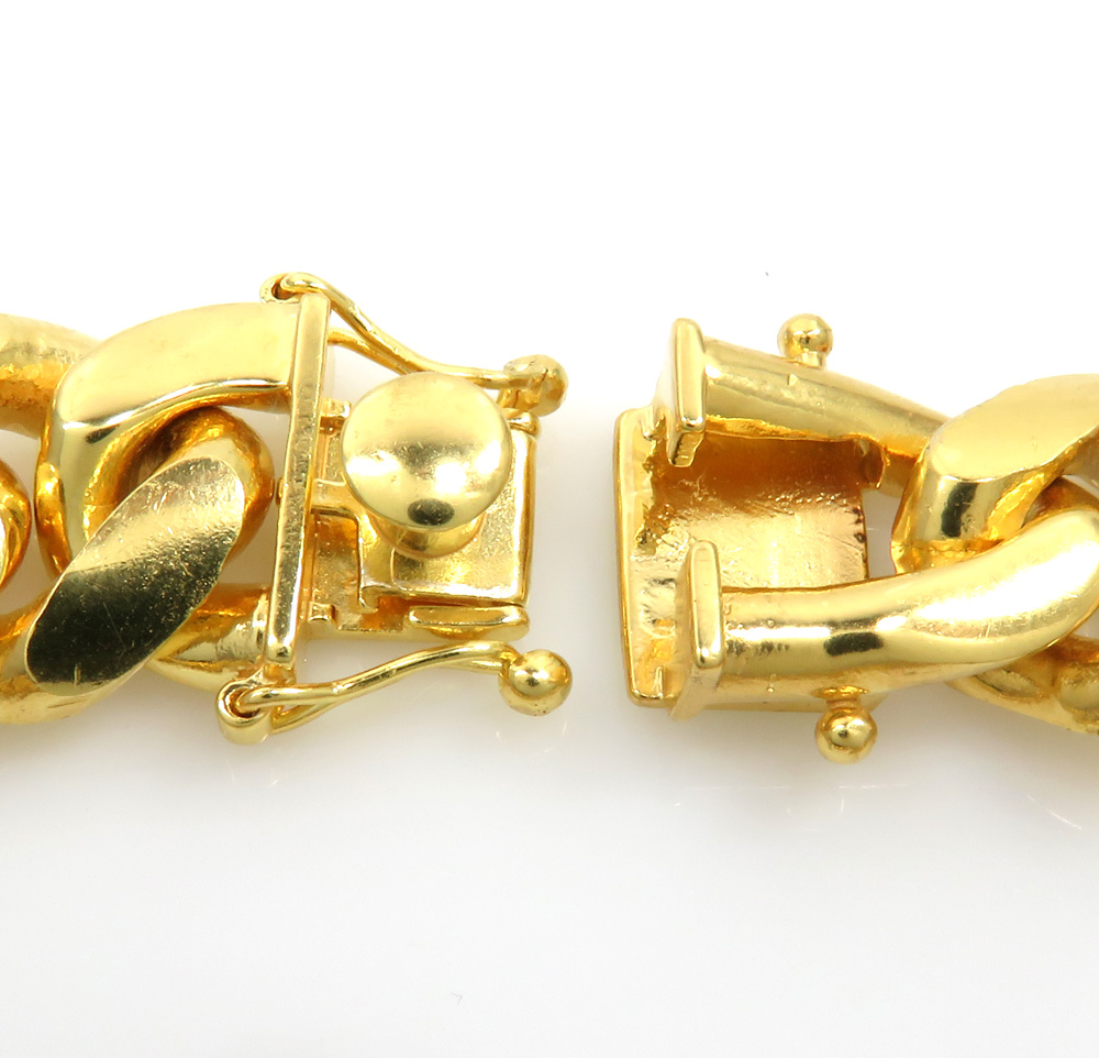 925 yellow sterling silver solid xl miami link bracelet 8.50 inch 15.50mm