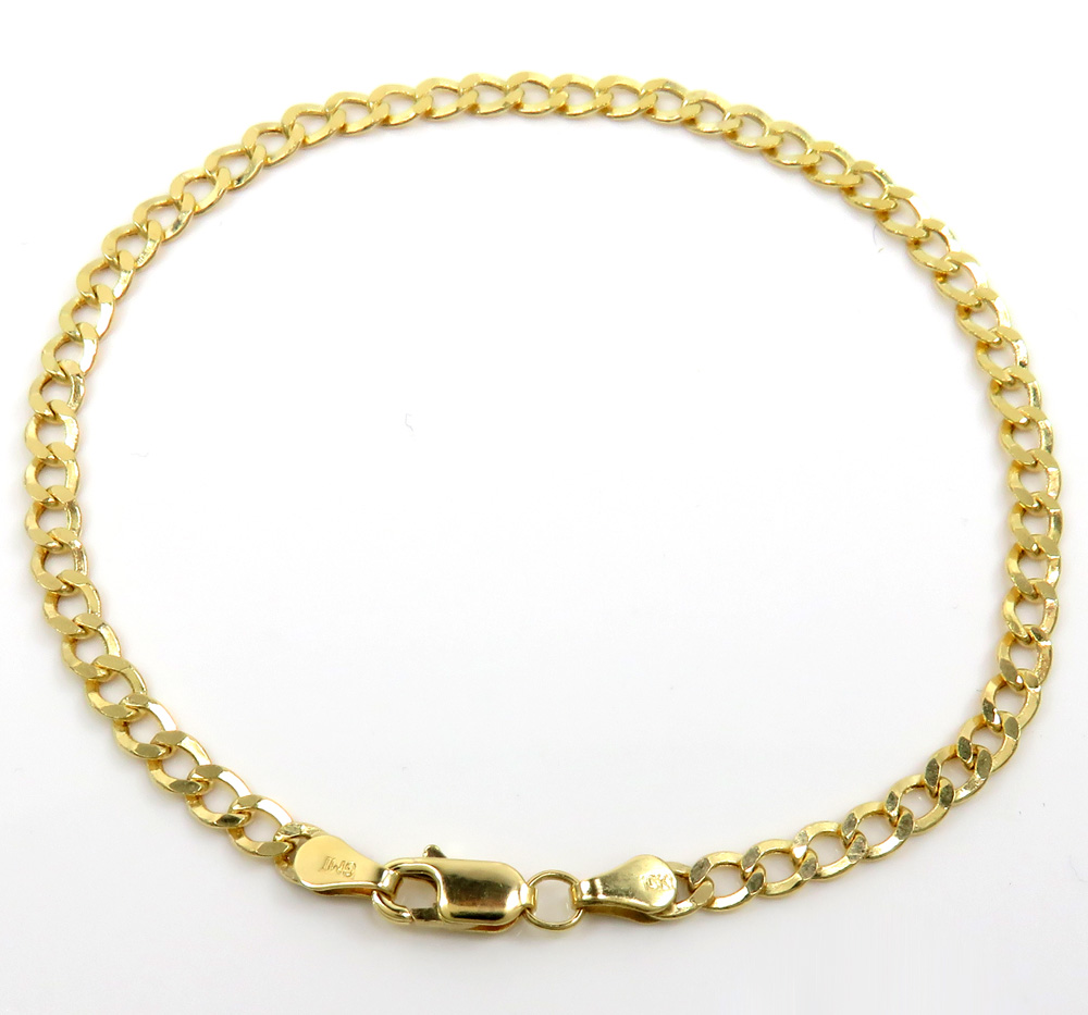 10k yellow gold hollow cuban bracelet 8 inch 3.7mm - Image 2