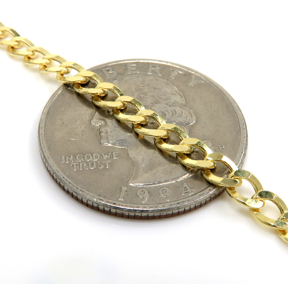 10k yellow gold hollow cuban bracelet 8 inch 3.7mm 