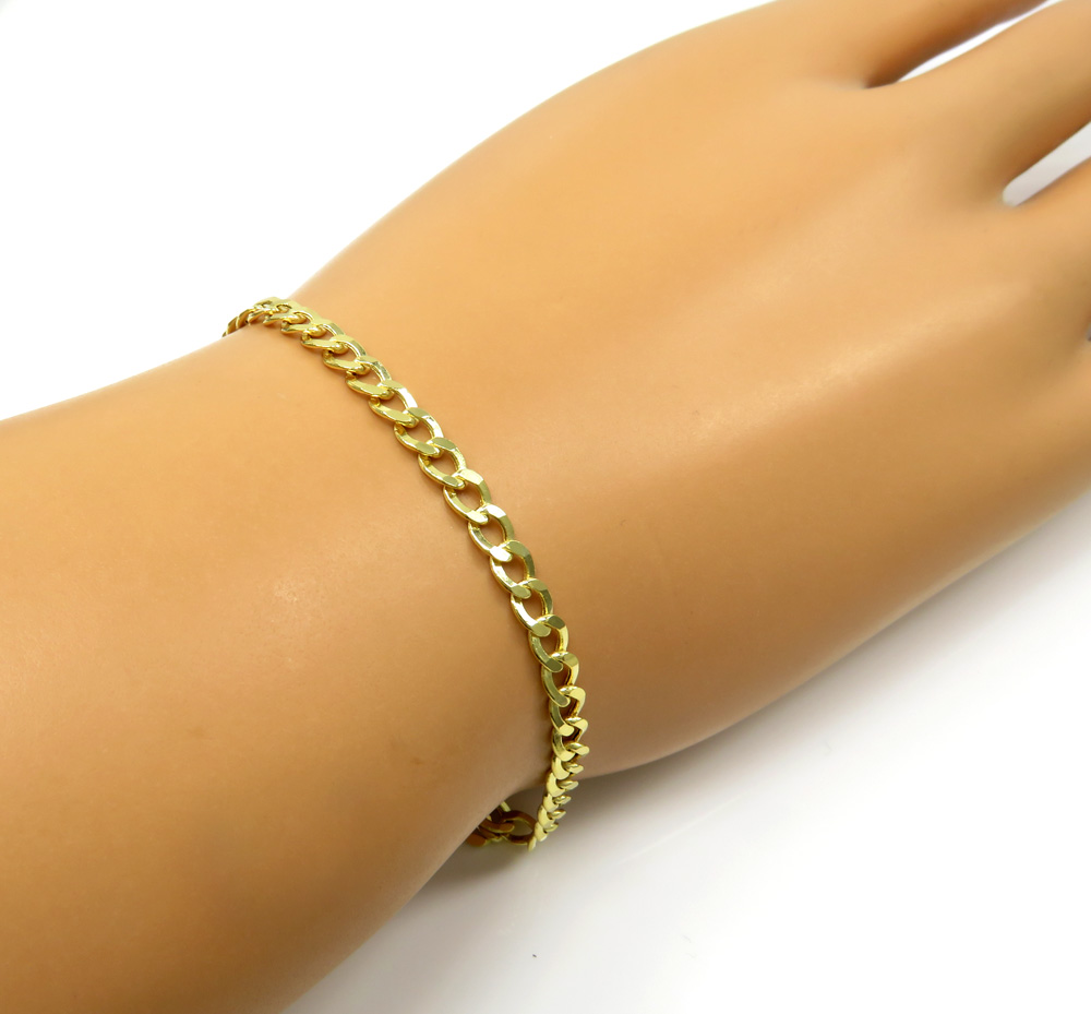 10k yellow gold hollow cuban bracelet 8 inch 3.7mm - Image 5