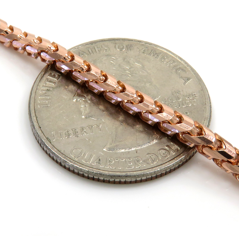10k rose gold solid franco link chain 18-24 inch 3mm