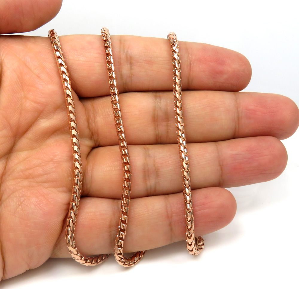 10k Rose Gold Solid Franco Link Chain 18-24 Inch 3mm