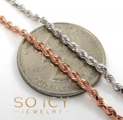 10k rose or white gold solid diamond cut rope chain 18-26 inch 2mm
