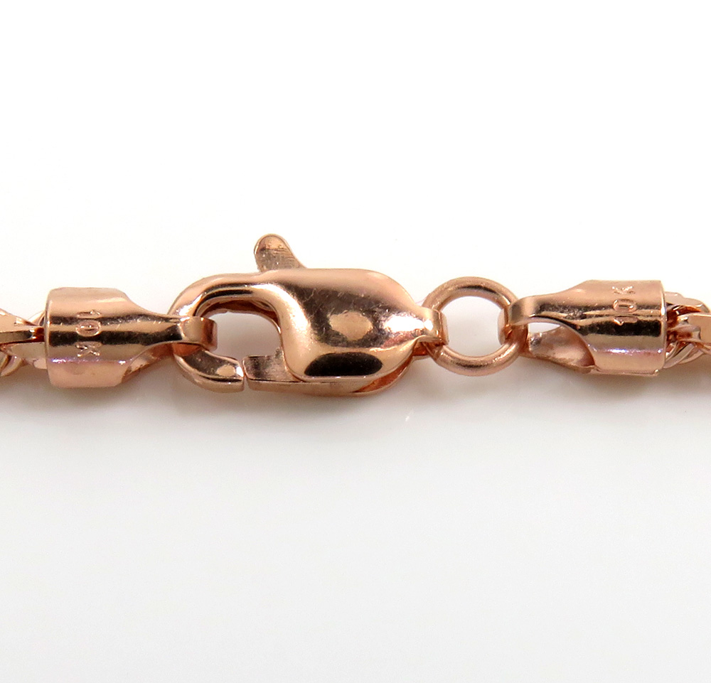 10k rose or white gold solid diamond cut rope chain 20-26 inch 2.50mm - Image 4