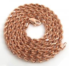 10k rose or white gold solid diamond cut rope chain 20-26 inch 2.50mm