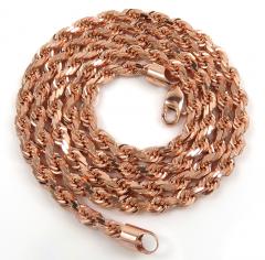 10k rose or white gold solid diamond cut rope chain 18-26 inch 3.50mm