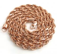 10k rose or white gold solid diamond cut rope chain 20-26 inch 4mm