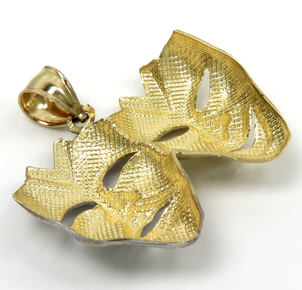10k two tone gold medium laugh now cry later pendant 