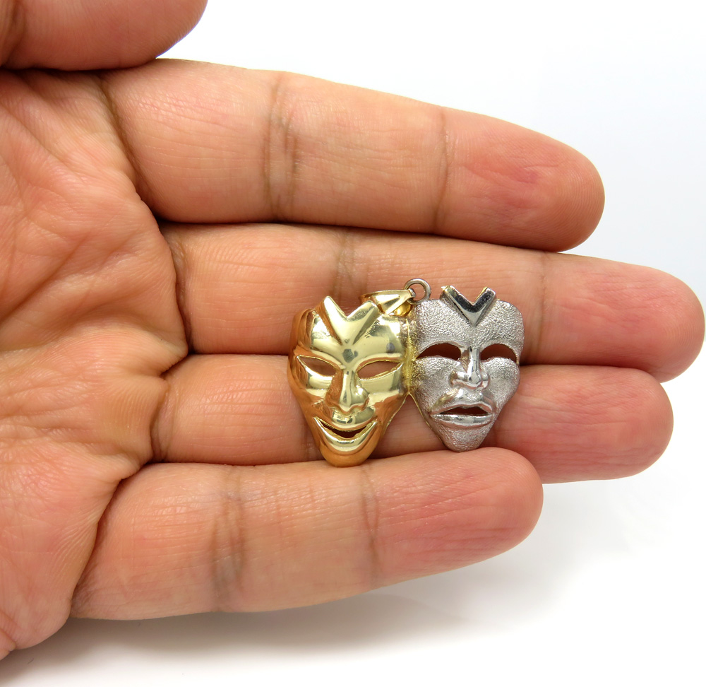 10k two tone gold medium laugh now cry later pendant  - Image 6