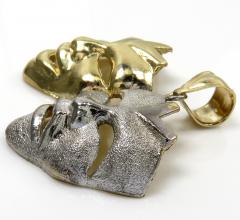 10k two tone gold medium laugh now cry later pendant 
