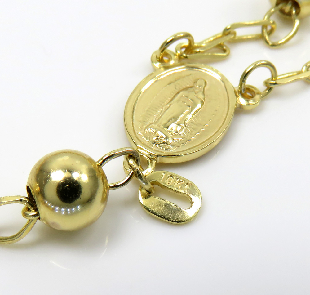 10k yellow gold smooth bead rosary chain 26 inch 6mm 