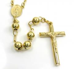 10k yellow gold smooth bead rosary chain 26 inch 6mm 
