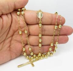 10k yellow gold smooth bead rosary chain 26 inch 6mm 