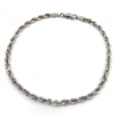 14k solid  white gold diamond cut rope bracelet 7.50 inch 3mm
