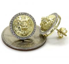 10k yellow gold lion diamond halo earrings 0.16ct 