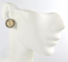 10k yellow gold lion diamond halo earrings 0.16ct 