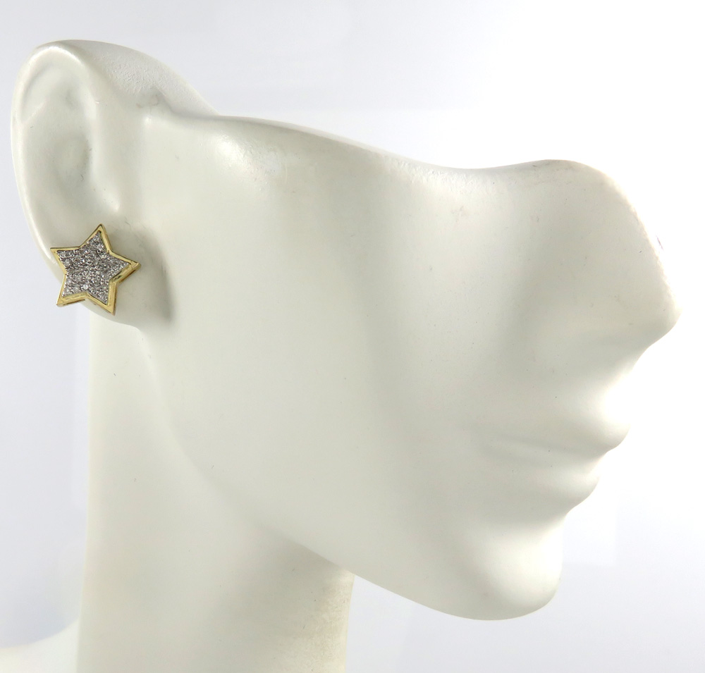 10k yellow gold diamond layered star earrings 0.15ct - Image 5