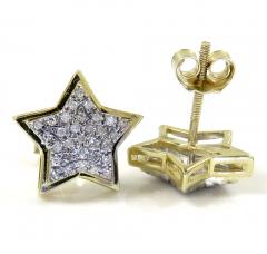 10k yellow gold diamond layered star earrings 0.15ct