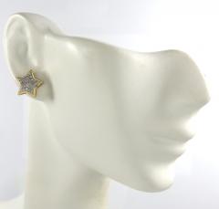 10k yellow gold diamond layered star earrings 0.15ct