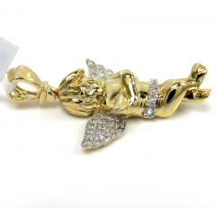 14k yellow gold small diamond praying angel pendant 0.18ct